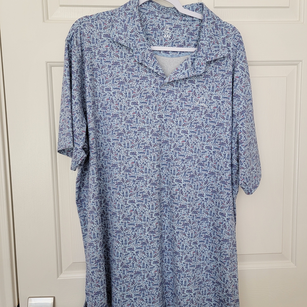 Rhoback HOUSTON Men's Blue Patterned Shirt